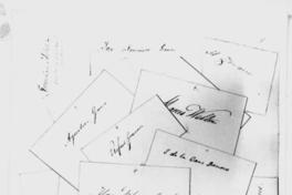 [Serie de firmas y manuscritos en hojas de diferentes personajes, tales como Blanco Encalada, Rondizzoni, Domingo de Oro, entre otros]