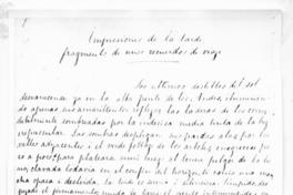 [Manuscrito : página n.13, titulado "Impresiones de la tarde : fragmento de unos recuerdos de viaje" de Blest Gana. Octubre 1890"]
