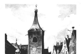 [Ciudad natal de Mauricio Rugendas, se divisa una calle y una torre de una iglesia]