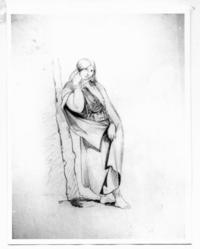 [Mujer Picunche, dibujo del retrato de cuerpo entero]