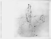 [Dibujo de un cacique picunche a caballo, probablemente amigo de Rugendas]