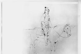 [Dibujo de un cacique picunche a caballo, probablemente amigo de Rugendas]