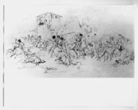 [Dibujo de un ataque de los indios araucanos a un fuerte chileno]