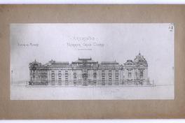 ["Archivos", dibujo de la fachada del edificio por calle Claras]