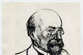 [José Toribio Medina, dibujo de retrato frontal de rostro]