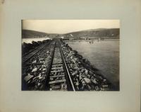 [Vista de unas vías férreas junto al mar]