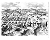 [Grabado de un plano de la ciudad de] Santiago de Chile