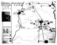 [Plano que muestra la ubicación geográfica de distintas centrales eléctricas] Energía eléctrica sistema Sauzal
