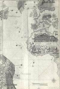 [Reproducción fotográfica de mapa antiguo, con dibujos del siglo XVI, aparece parte de Europa (Italia, Francia, España, Portugal y otros) y parte del continente africano y americano]