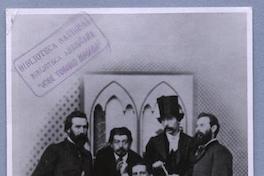[Cinco hombres de traje. Parados J.I. Gallo, Guillermo Matta, Isidoro Errázuriz; y sentado Juan Espejo]