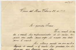 [Carta] 1913 Febrero 25, Viña del Mar [para Doña Irene Lazcano Echaurren]