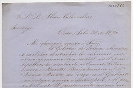 [Carta] 1870 Julio 21, Oruro [a] Alvaro Covarrubias