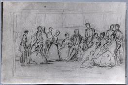 [Hombres, mujeres y niños reunidos en un salón]