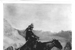 [Arriero o campesino cabalgando a caballo, dibujo]