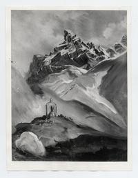 [Dibujo de una gruta o ermita en la cordillera]