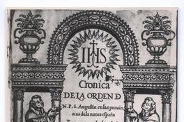 [Portada de libro antiguo religioso, titulado "Crónica de la orden..."]