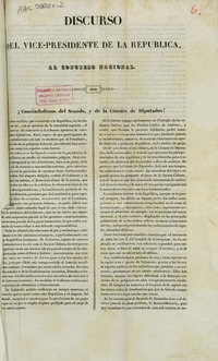 Discurso del Vice-presidente de la República al Congreso Nacional. 1840. ... Santiago 1o. de junio de 1840.