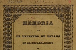 Memoria que el Ministro de Estado en el Departamento de Hacienda, presenta al Congreso Nacional