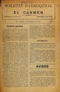 Boletin Parroquial de El Carmen y Pemuco.