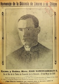 Homenaje de la Diócesis de Linares a su Obispo Excmo. y Rvdmo. Mons. Juan Subercaseaux E. en el día de la toma de posesión de la Diócesis.