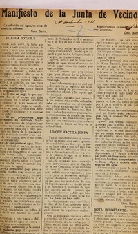 Manifiesto de la junta de vecinos.