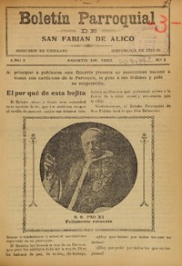 Boletín Parroquial de San Fabián de Alico.