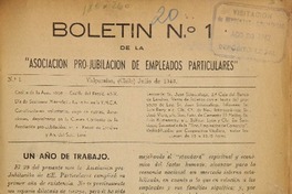 Boletín no. 1 de la Asociación Pre-jubilación de Empleados Particulares.