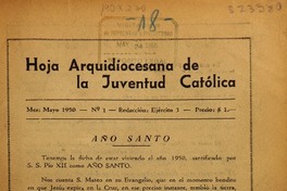 Hoja arquidiocesana de la juventud católica.