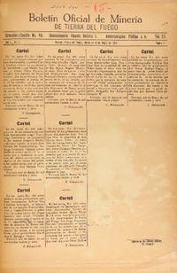 Boletín oficial de minería de Tierra del Fuego.