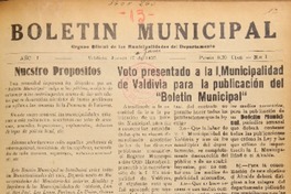 Boletín municipal [Municipalidad de Valdivia].