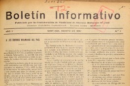 Boletín informativo publicado por la Confederación de Sindicatos de Obreros Molineros de Chile.