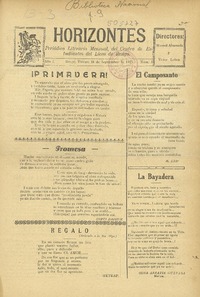 Horizontes periódico literario mensual del Centro de Estudiantes de Rengo.