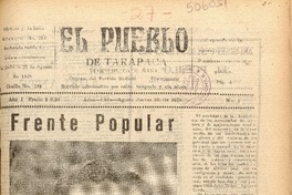 El Pueblo de Tarapacá órgano del Partido Radical.