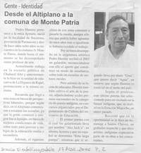 Desde el Altiplano a la comuna de Monte Patria.