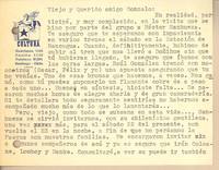 Tarjeta. 1945 dic. 5. Gonzalo Drago/Nicomedes Guzmán.