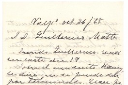 [Carta], 1878 oct. 26 Valparaíso, Chile <a> Guillermo Matta