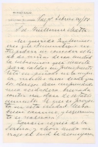 [Carta], 1877 feb. 14 Valparaíso, Chile <a> Guillermo Matta