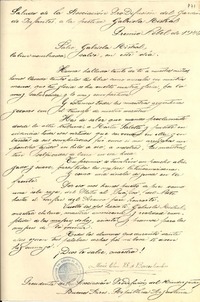 [Carta] 1945, Buenos Aires [a] Gabriela Mistral