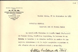 [Carta] 1945 dic. 12, Buenos Aires, Argentina [a] Gabriela Mistral