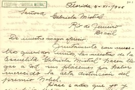 [Carta] 1945 nov. 3, Florida, [Buenos Aires, Argentina a] Gabriela Mistral
