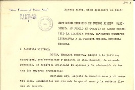 [Carta] 1945 nov. 26, Buenos Aires, [Argentina a] Gabriela Mistral