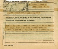 [Telegrama] 1945 nov. 16, Huillota [i. e. Quillota], Chile [a] Gabriela Mistral, Petrópolis, [Brasil]