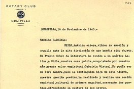 [Carta] 1945 nov. 16, Melipilla, [Chile] [a] Gabriela Mistral