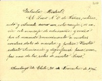 [Tarjeta] 1945 nov. 20, Santiago [a] Gabriela Mistral