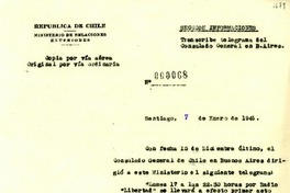 [Carta] 1945 ene. 7, Santiago, Chile [al] Embajador de Chile en Francia, París, Francia