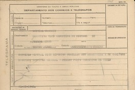 [Telegrama] 1945 nov. 21, [Brasil] [a la] Directiva del Club Argentino de Mujeres de Buenos Aires