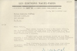 [Carta] 1947 janv. 6, Paris, [France] [a] Gabriela Mistral, Los Angeles, EE.UU.