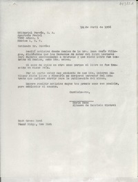 [Carta] 1966 abr. 14, Hack Green Road, Pound Ridge, New York, [EE.UU.] [a la] Editorial Porrúa, S.A., Apartado Postal 7990 Admon. 1, México 1, D. F., México