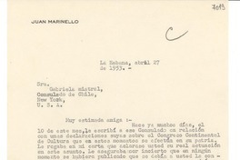 [Carta] 1953 abr. 27, La Habana [a] Gabriela Mistral, New York, U.S.A.