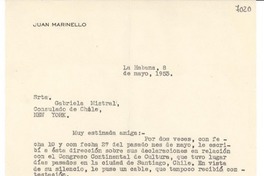 [Carta] 1953 mayo 8, La Habana [a] Gabriela Mistral, New York